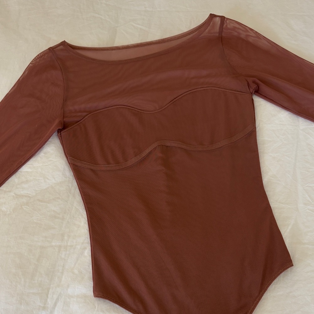 Abercrombie Bodysuit with Sheer Sleeves